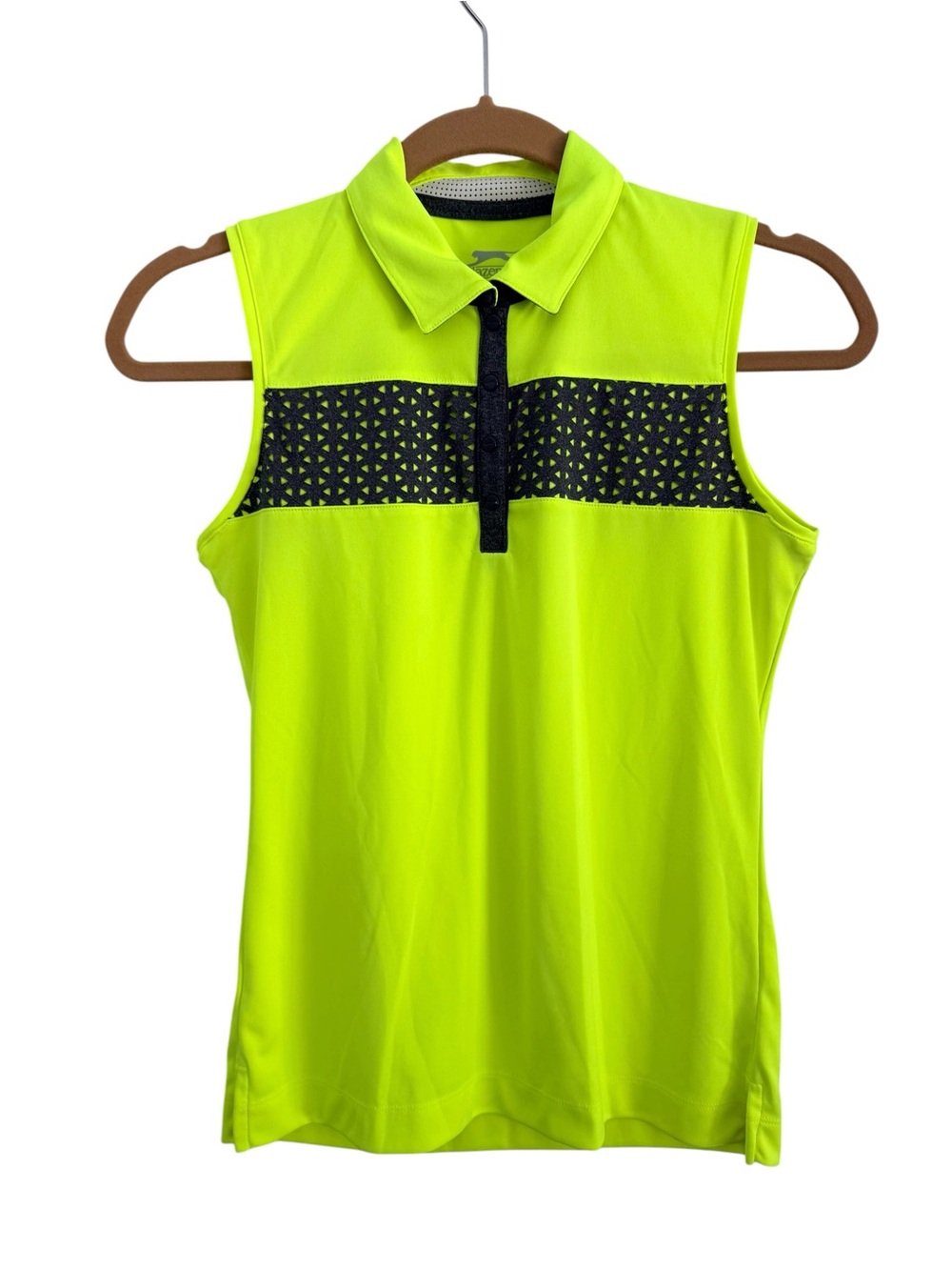 Slazenger Neon Yellow/Green Sleeveless Polo Tank with Black Accent Panel Size XS